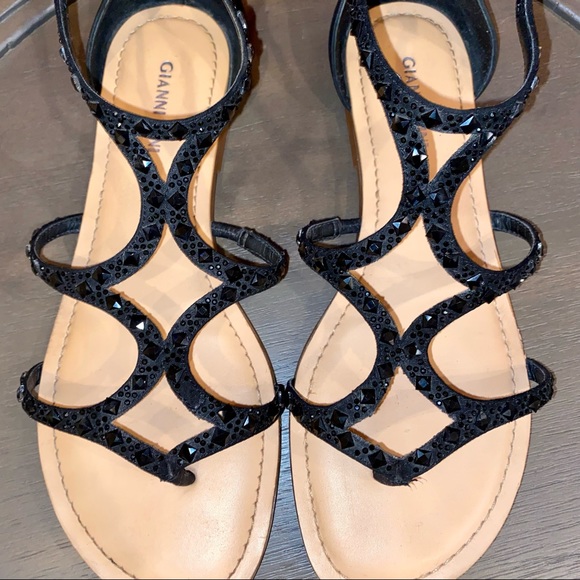 SOLD Gianni Bini Black Rhinestone Sandals - Picture 2 of 6